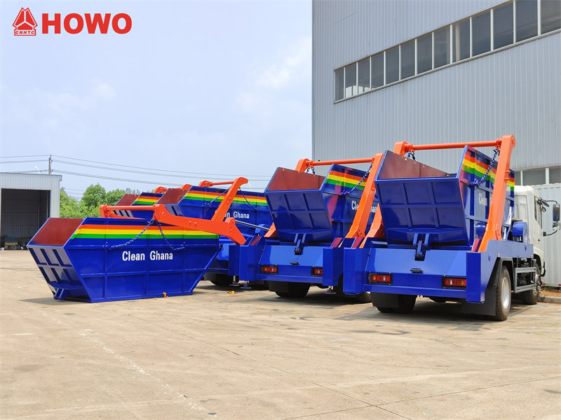 Howo skip loader trucks export to Ghana
