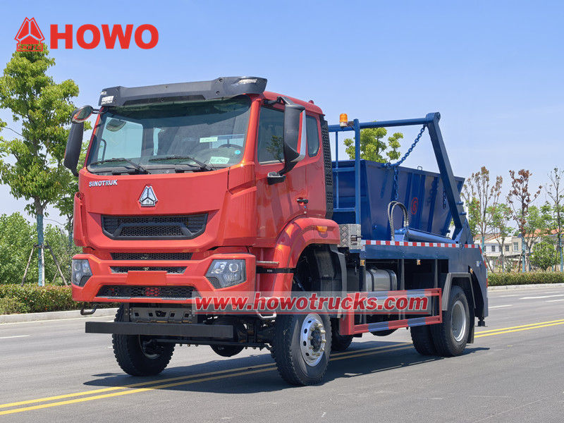 HOWO off road 8CBM skip swing arm truck are export to Nigeria